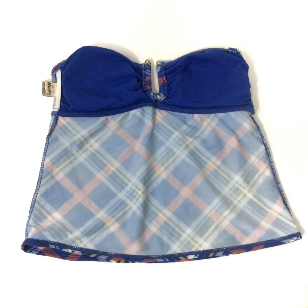 🦋MUDD Tankini Top Deep V Plaid Bathing Suit Top S - Picture 3 of 5